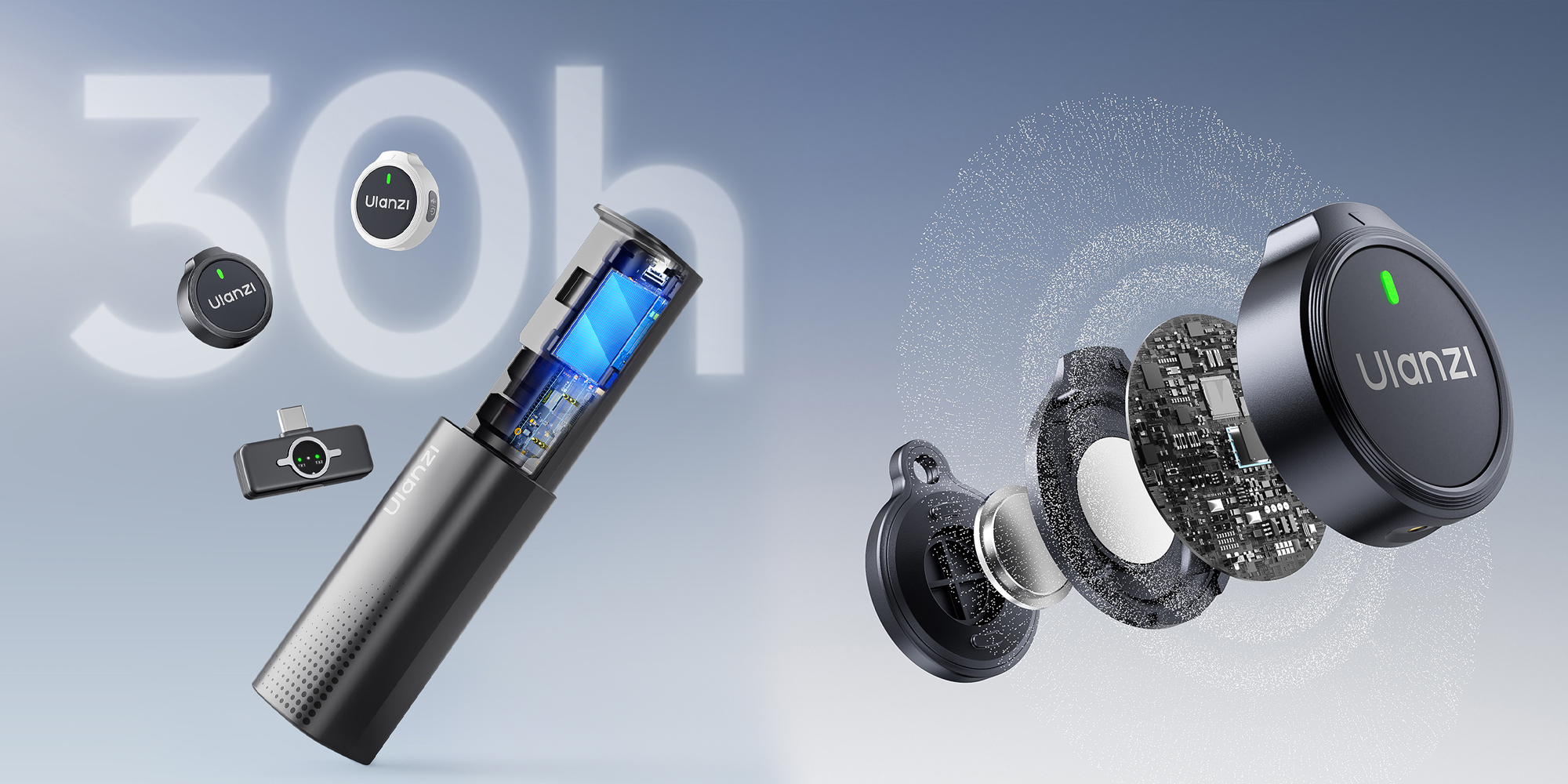 Zestaw do bezprzewodowej transmisji dźwięku Ulanzi A21 - czarno-biały